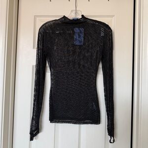 MUGLER × H&M RHINESTONE-EMBELLISHED MESH TOP SHIRT